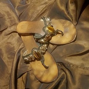 Tigers Eye Bejeweled Pelle Moda Sandals/Thongs size 7.5